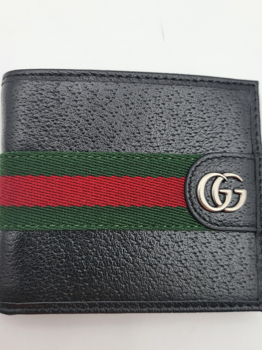 Gucci Black Leather Ophidia Web Bi-fold Wallet..834271.